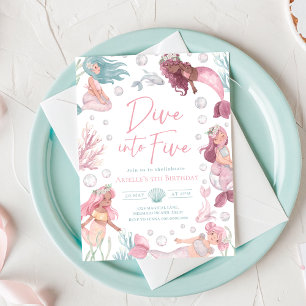 Invitación de cumpleaños de sirena editable Dive I