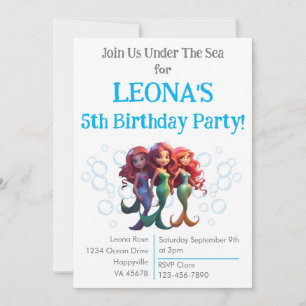 Invitación de cumpleaños de Sirena editable Niños