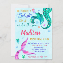 Invitación de cumpleaños de Sirena Invitación bajo
