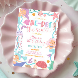 Invitación de cumpleaños de sirena linda debajo de