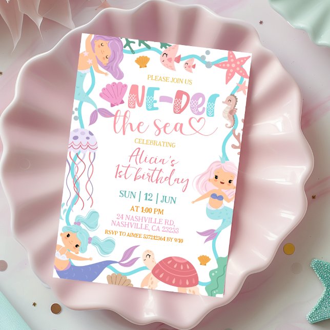 Invitación de cumpleaños de sirena linda debajo de (Subido por el creador)