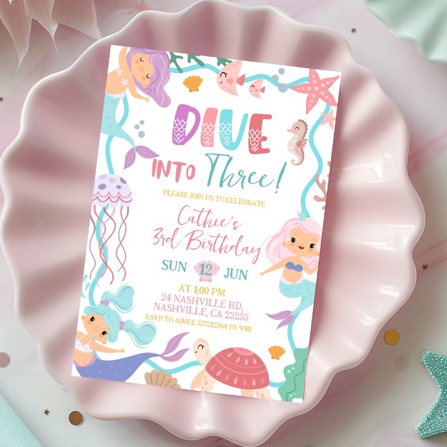 Invitación de cumpleaños de sirena linda zambullid (Subido por el creador)