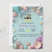 Invitación de cumpleaños de sirena mágica | Cumple