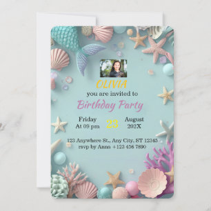Invitación de cumpleaños de sirena mágica Cumple