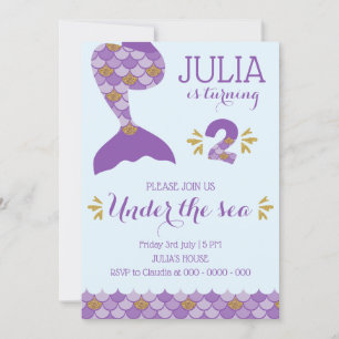 Invitación de cumpleaños de sirena número 2