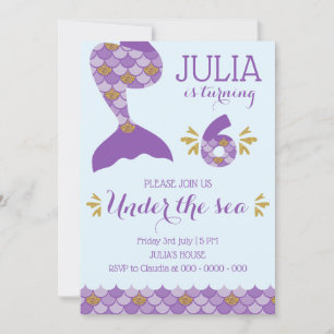 Invitación de cumpleaños de sirena número 6