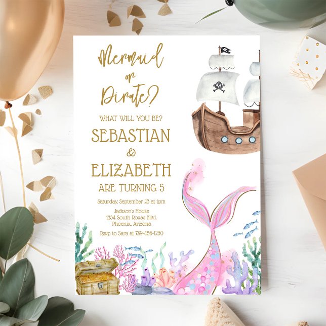 Invitación de cumpleaños de sirena o pirata (Subido por el creador)