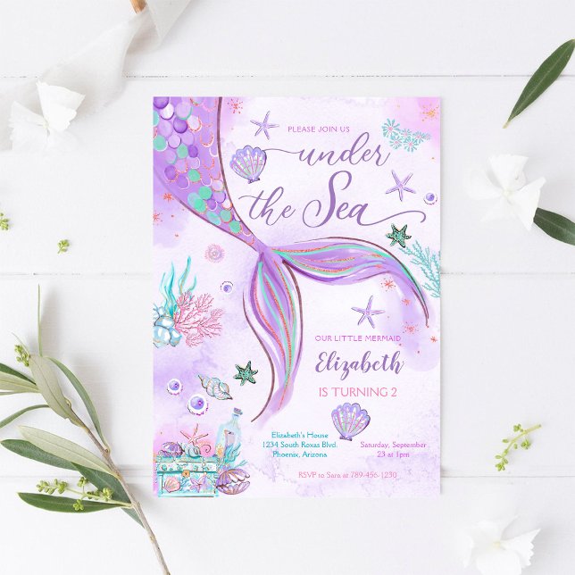 Invitación de cumpleaños de sirena para 2do cumple (Subido por el creador)