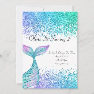 Invitación de cumpleaños de sirena para chicas