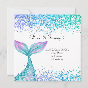 Invitación de cumpleaños de sirena para chicas