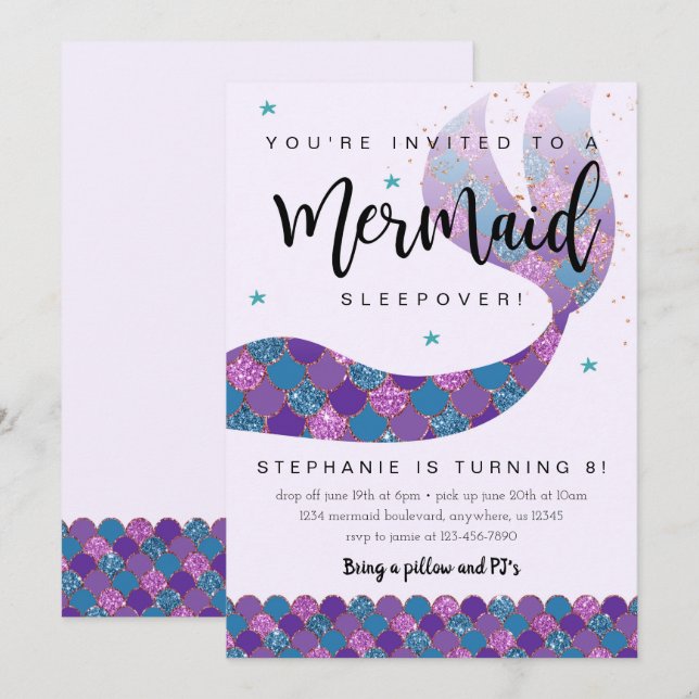 Invitación de cumpleaños de sirena para la resaca  (Anverso / Reverso)
