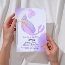 invitación de cumpleaños de sirena para niñas