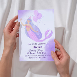 invitación de cumpleaños de sirena para niñas