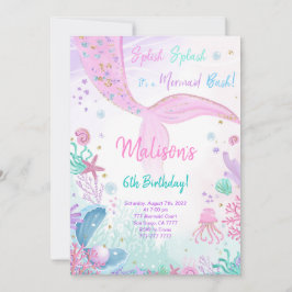 Invitación de cumpleaños de sirena para niños de 6