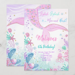 Invitación de cumpleaños de sirena para niños de 6