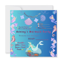 Invitación de cumpleaños de sirena personalizable 