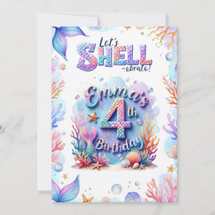 Invitación de cumpleaños de sirena personalizada N