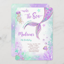 Invitación de cumpleaños de sirena púrpura