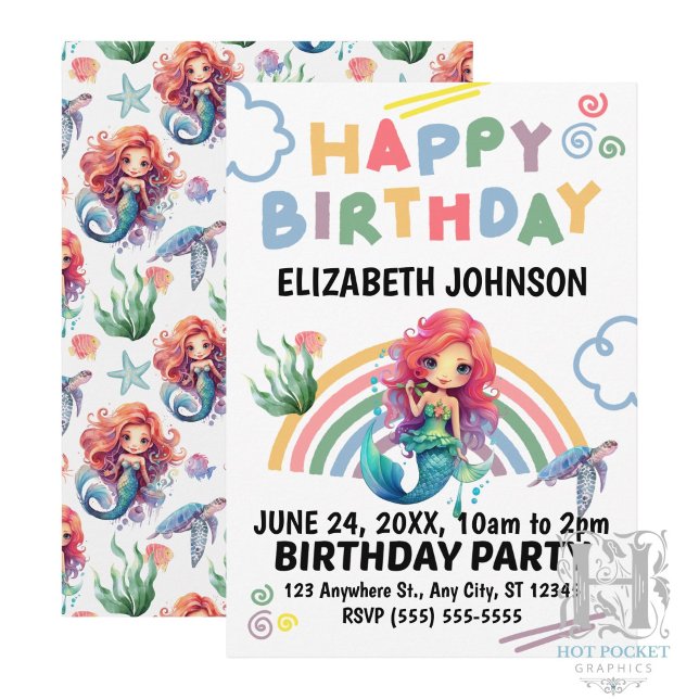 Invitación de cumpleaños de Sirena Roja (Subido por el creador)
