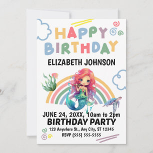 Invitación de cumpleaños de Sirena Roja