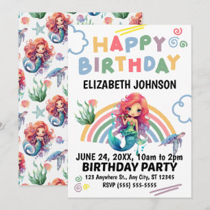 Invitación de cumpleaños de Sirena Roja