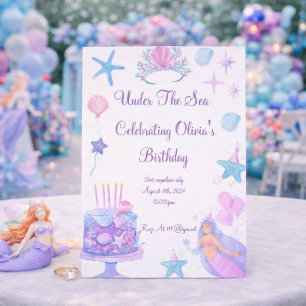 Invitación de cumpleaños de sirena rosa