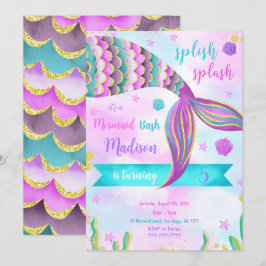 Invitación de cumpleaños de sirena Splash Splash