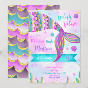 Invitación de cumpleaños de sirena Splash Splash