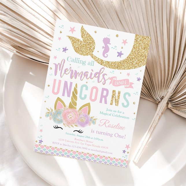 Invitación de Cumpleaños de Sirena Unicornio Mágic (Subido por el creador)