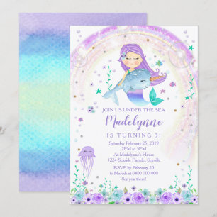Invitación de cumpleaños de Sirena y Narwhal