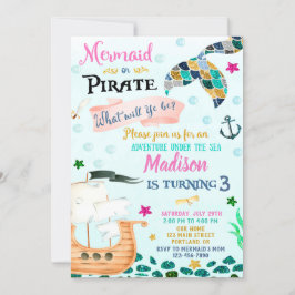 Invitación de cumpleaños de Sirena y Pirata Niño C
