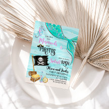 Invitación de cumpleaños de sirenas y piratas
