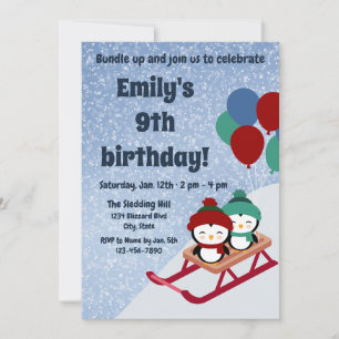 Invitación de cumpleaños de Sledding