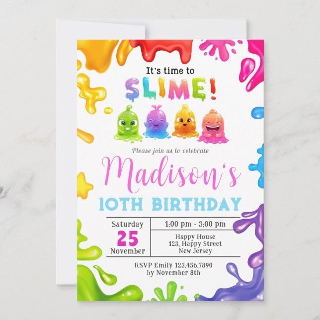 Invitación de cumpleaños de Slime (Anverso)