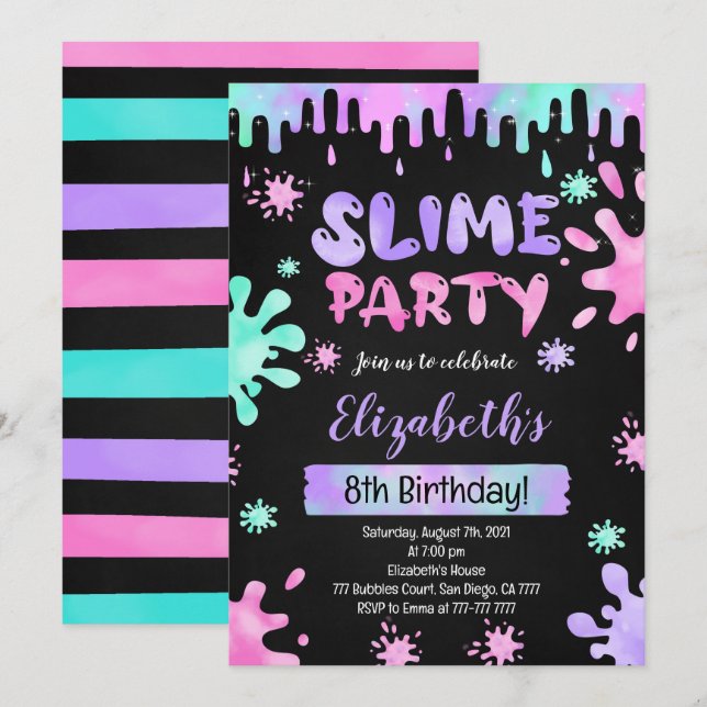 Invitación de cumpleaños de Slime (Anverso / Reverso)