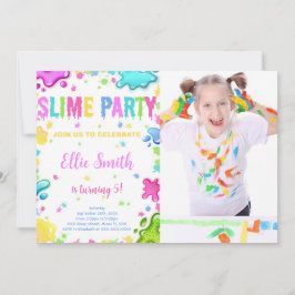 Invitación de cumpleaños de Slime editable con fot