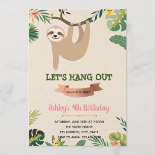Invitación de cumpleaños de Sloth chica