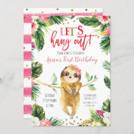 Invitación de cumpleaños de Sloth Chica Tropical