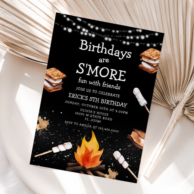 Invitación de cumpleaños de S'more Camping Bonfire (Subido por el creador)