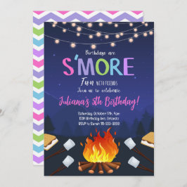 Invitación de cumpleaños de S'more Camping S'more 