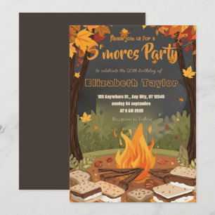 Invitación de cumpleaños de S'mores – Fogata acoge