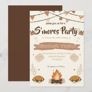 Invitación de cumpleaños de S'mores – Fogata acoge