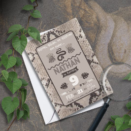 Invitación de cumpleaños de Snake Taupe de impresi