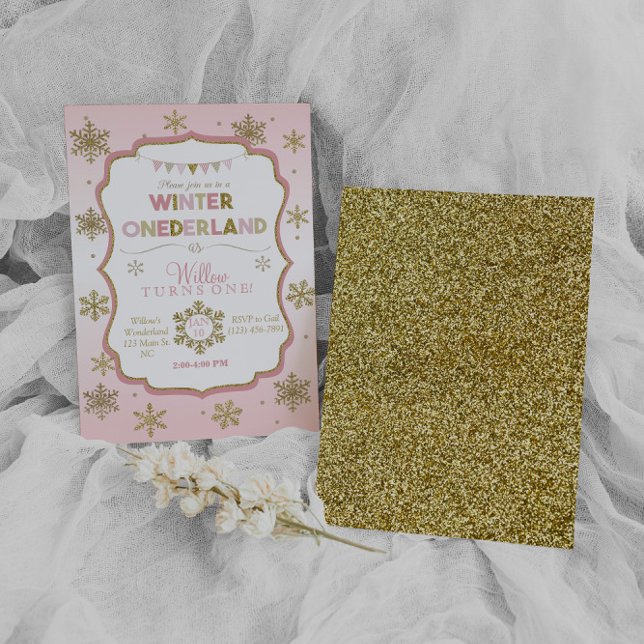 Invitación de cumpleaños de Snowflake Winter Onede (Subido por el creador)
