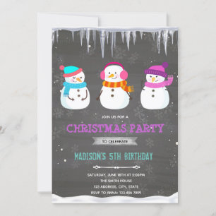 invitación de cumpleaños de snowman para chicas