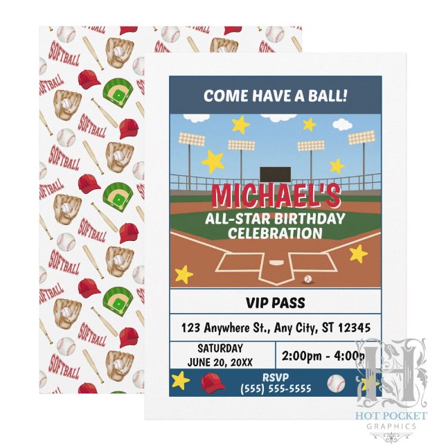 Invitación de cumpleaños de sóftbol (Subido por el creador)