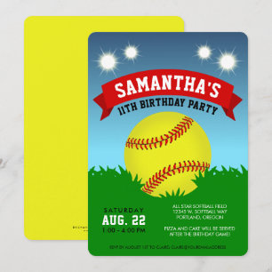 Invitación de cumpleaños de sóftbol