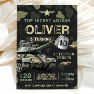 Invitación de cumpleaños de soldado militar del ej