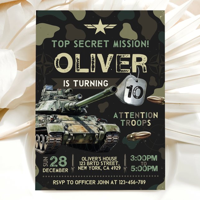 Invitación de cumpleaños de soldado militar del ej (Subido por el creador)