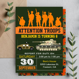 Invitación de cumpleaños de soldados del ejército 
